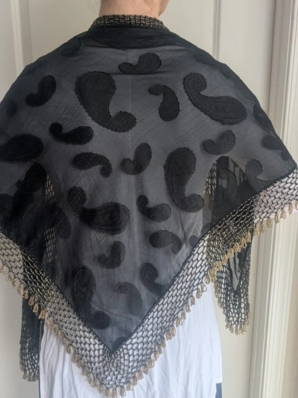 Vintage beaded shawl wrap - Picture 3 of 6